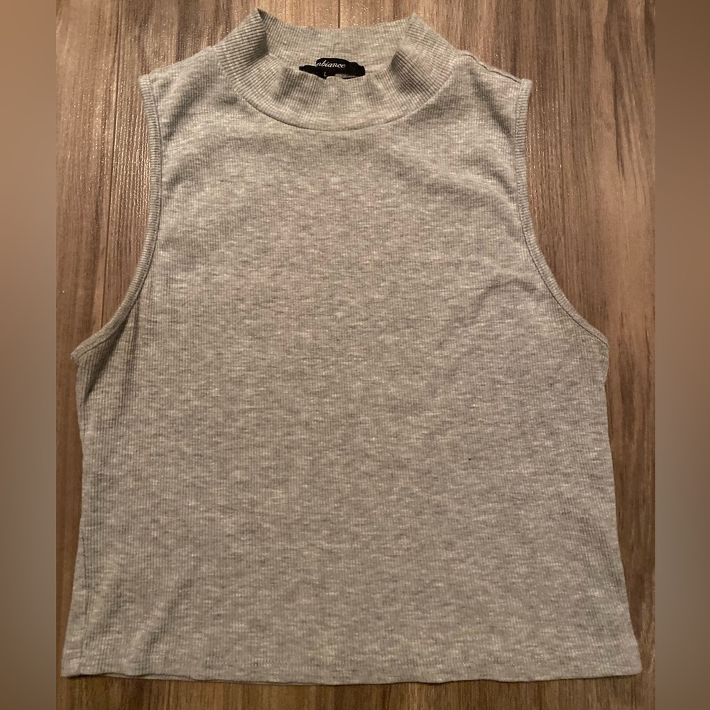 Gray Turtleneck Cropped Shirt